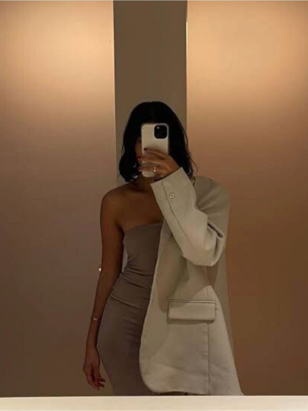 Dissh Carrie Taupe Ruched Midi Dress